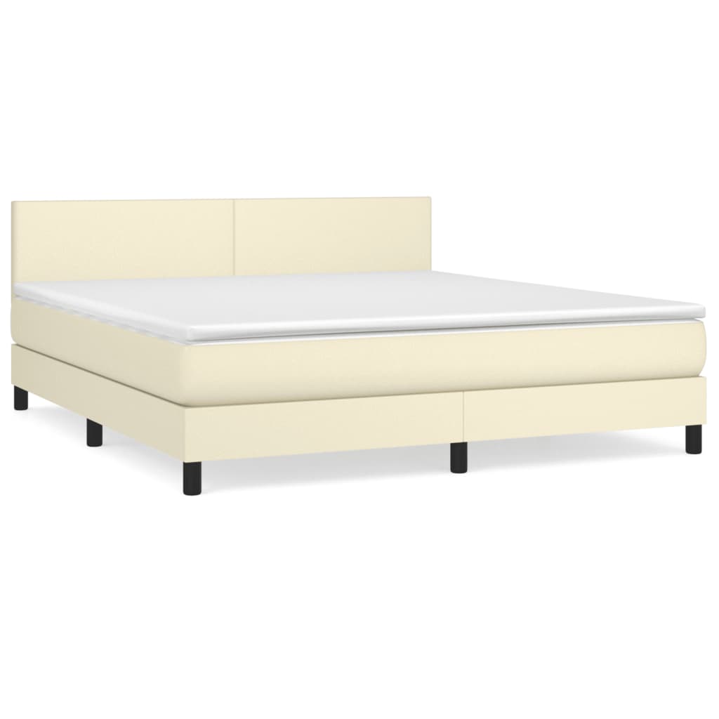 Sommier à lattes de lit avec matelas Crème 160x200cm Similicuir - XIOS