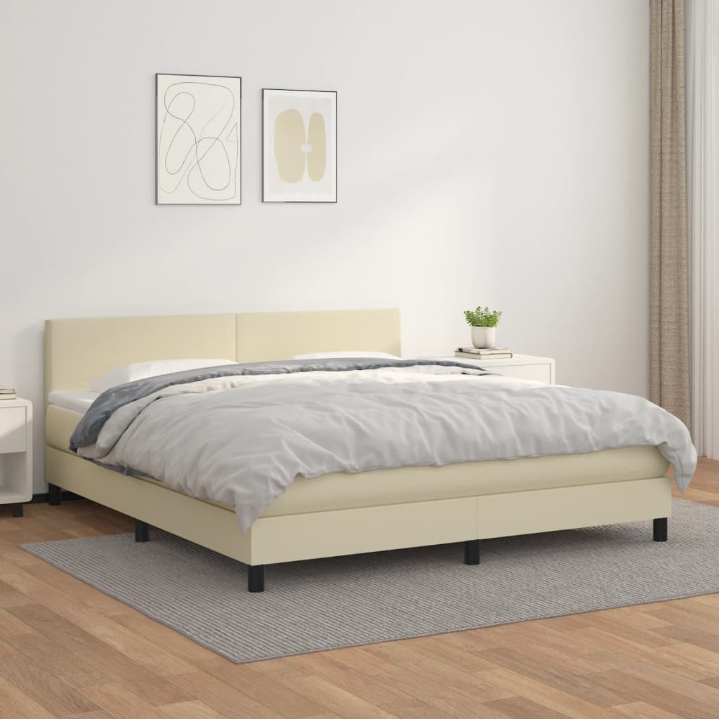 Sommier à lattes de lit avec matelas Crème 160x200cm Similicuir - XIOS