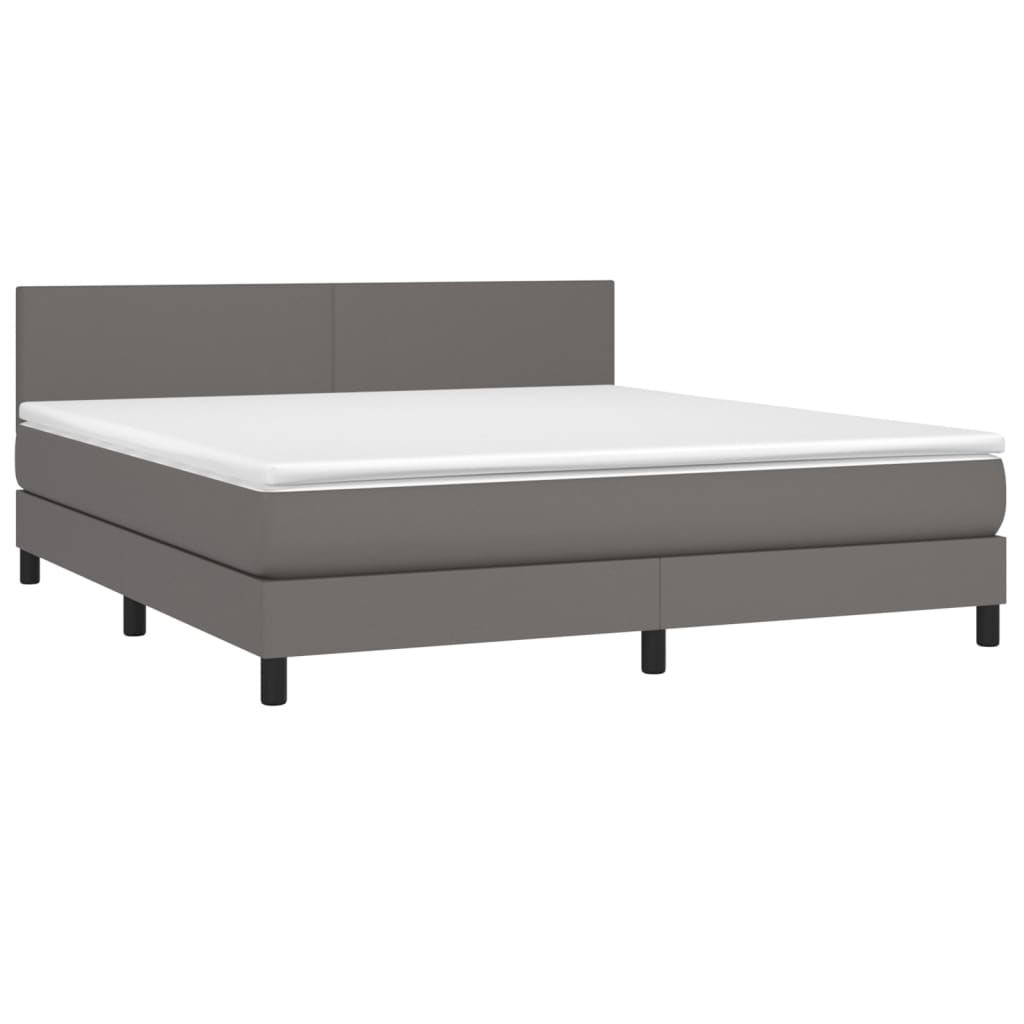 Sommier à lattes de lit avec matelas Gris 160x200 cm Similicuir - XIOS