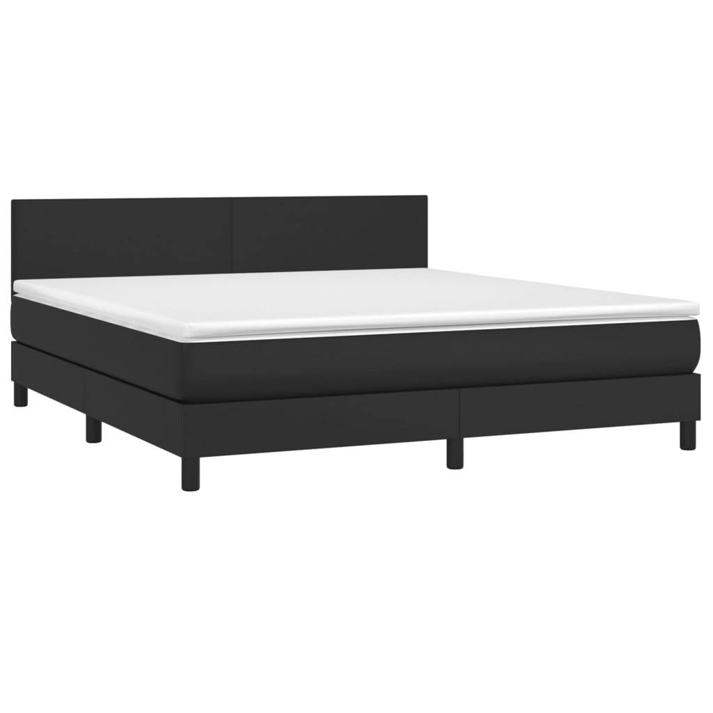 Sommier à lattes de lit avec matelas Noir 180x200 cm Similicuir - XIOS