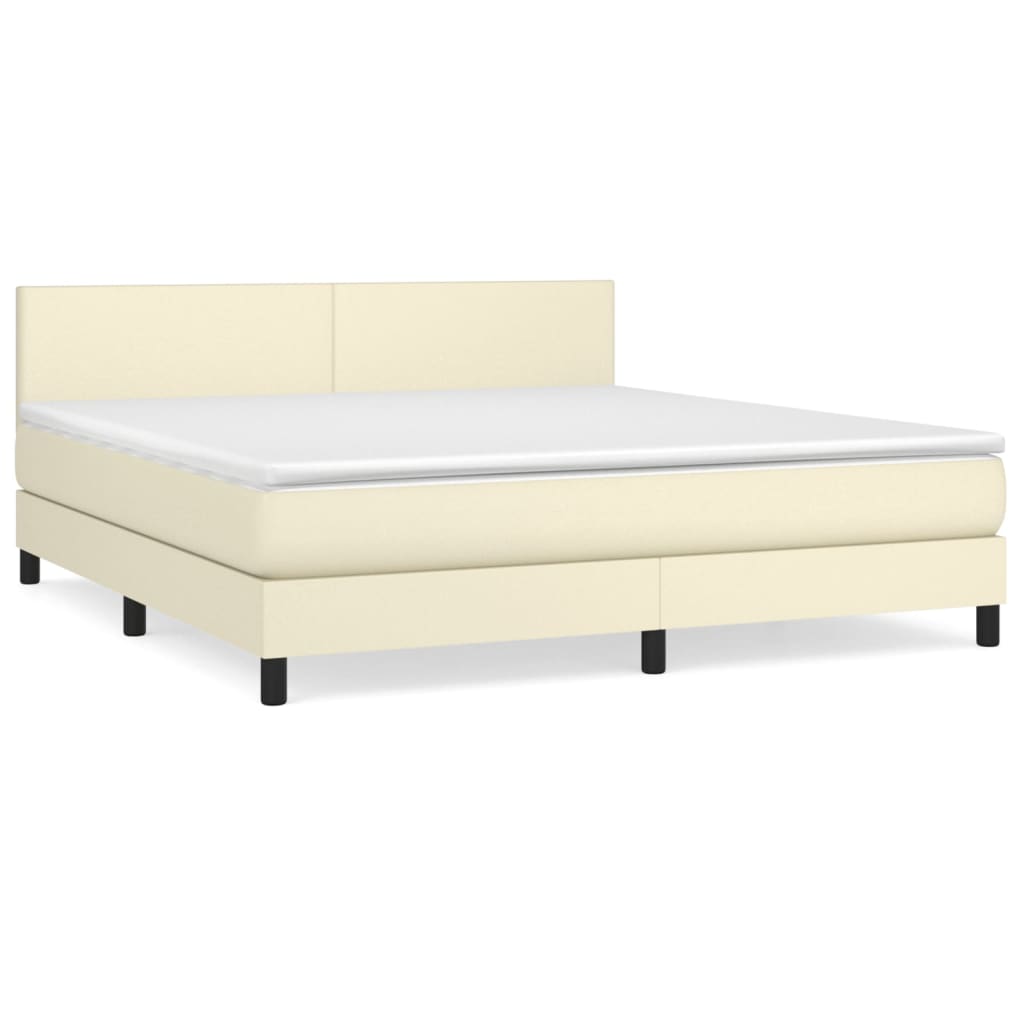 Sommier à lattes de lit avec matelas Crème 180x200cm Similicuir - XIOS
