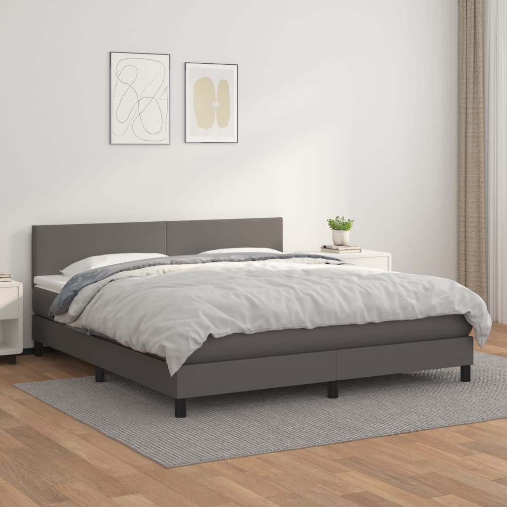 Sommier à lattes de lit avec matelas Gris 180x200 cm Similicuir - XIOS