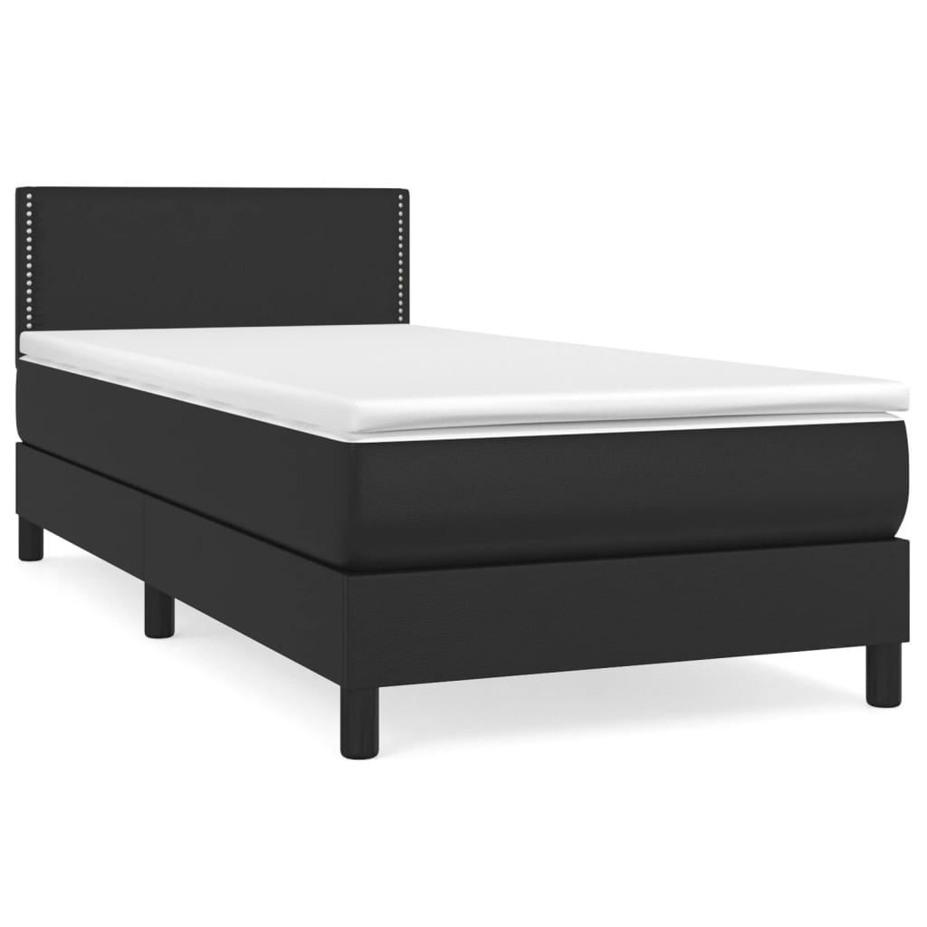 Sommier à lattes de lit avec matelas Noir 90x200 cm Similicuir - XIOS
