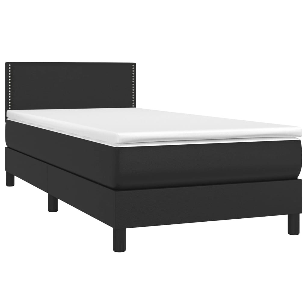 Sommier à lattes de lit avec matelas Noir 90x200 cm Similicuir - XIOS