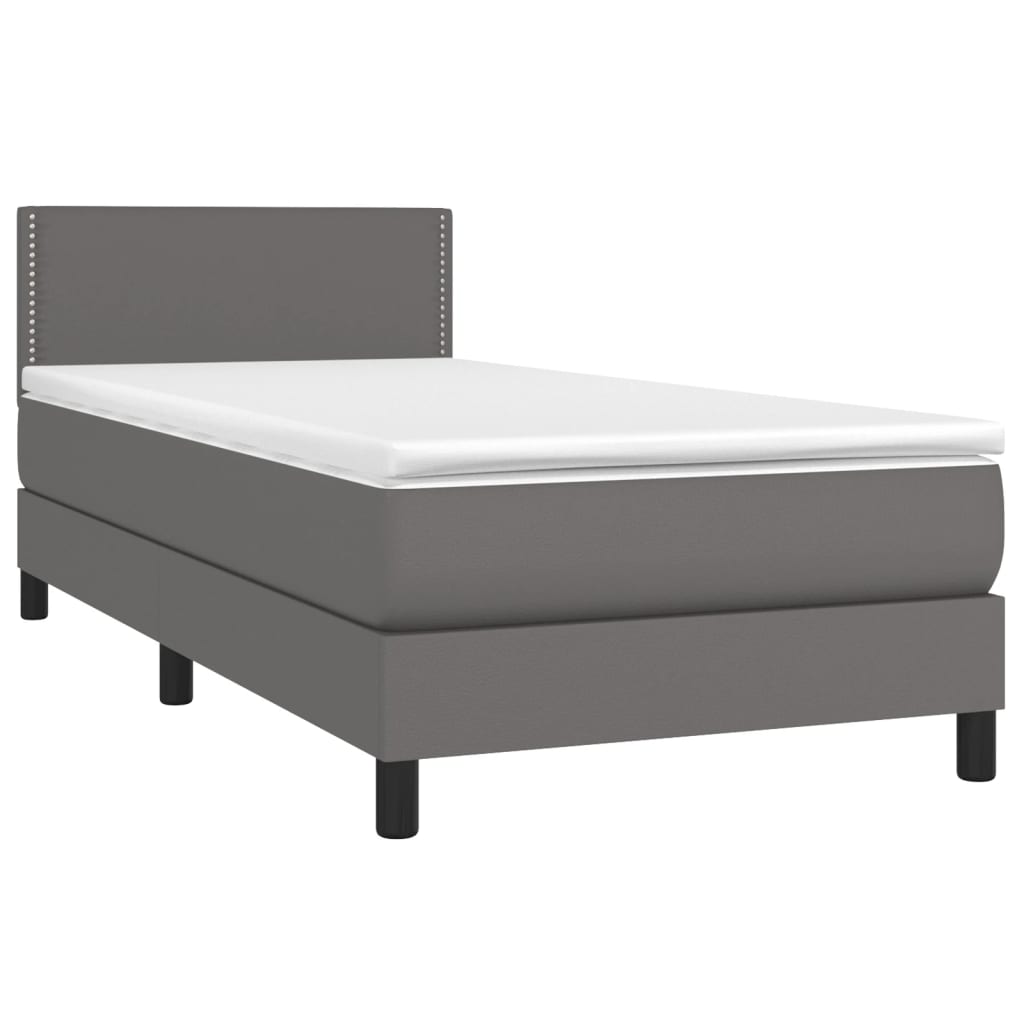 Sommier à lattes de lit avec matelas Gris 90x200 cm Similicuir - XIOS