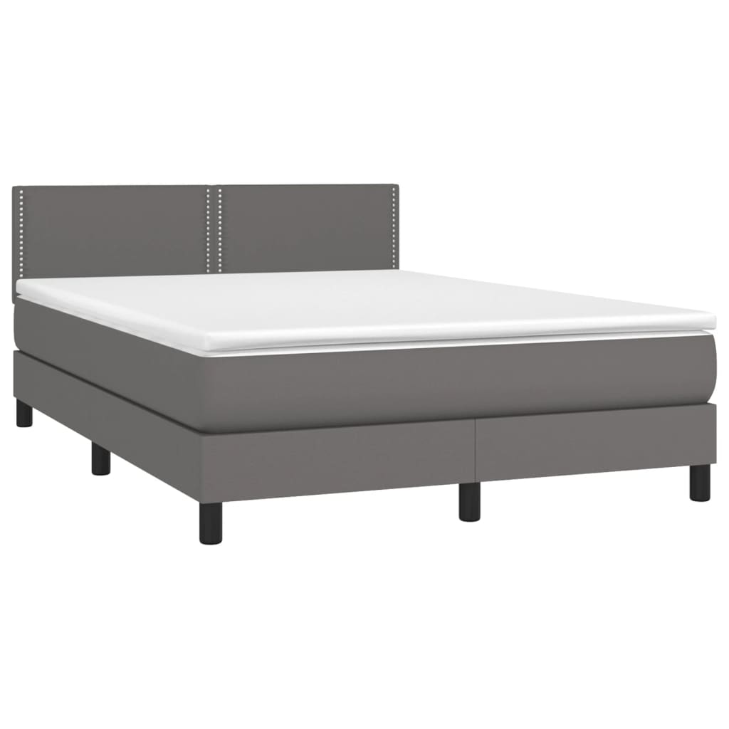 Sommier à lattes de lit avec matelas Gris 140x190 cm Similicuir - XIOS