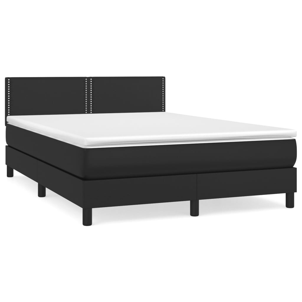 Sommier à lattes de lit avec matelas Noir 140x200 cm Similicuir - XIOS