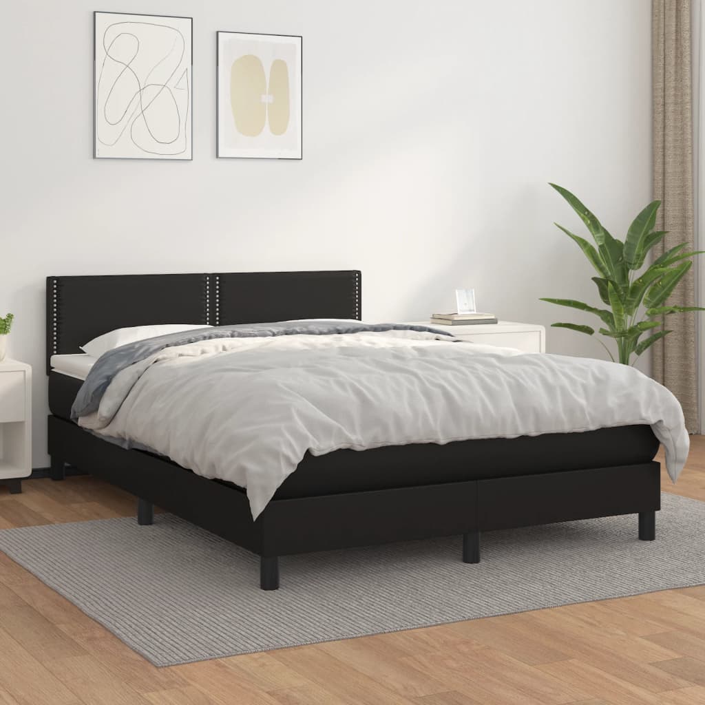 Sommier à lattes de lit avec matelas Noir 140x200 cm Similicuir - XIOS