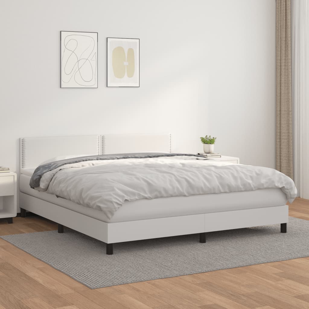 Sommier à lattes de lit avec matelas Blanc 180x200cm Similicuir - XIOS