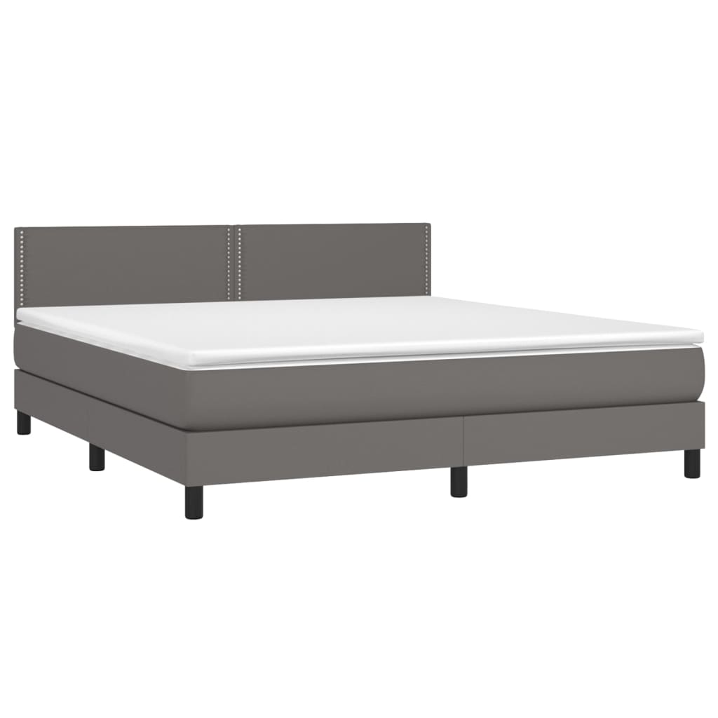 Sommier à lattes de lit avec matelas Gris 180x200 cm Similicuir - XIOS