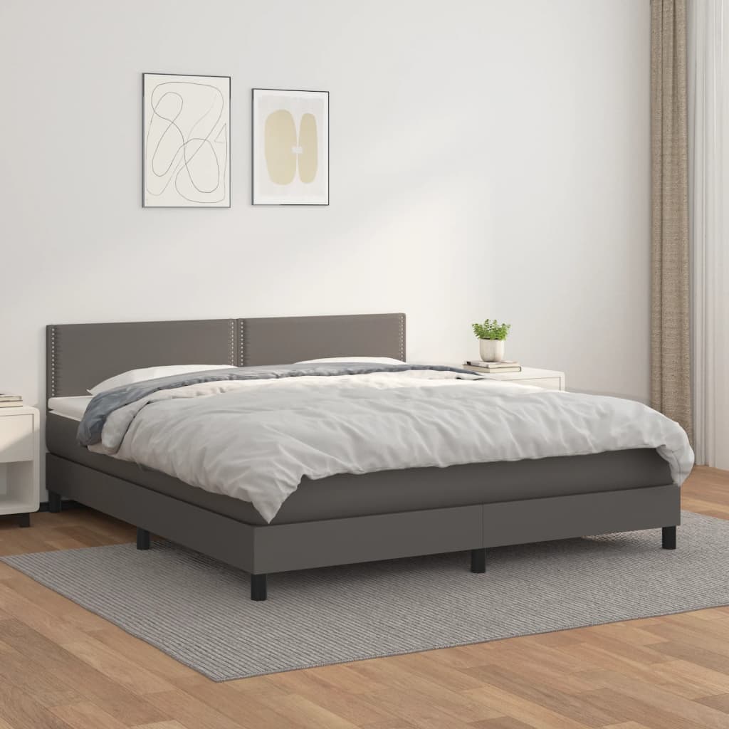 Sommier à lattes de lit avec matelas Gris 180x200 cm Similicuir - XIOS