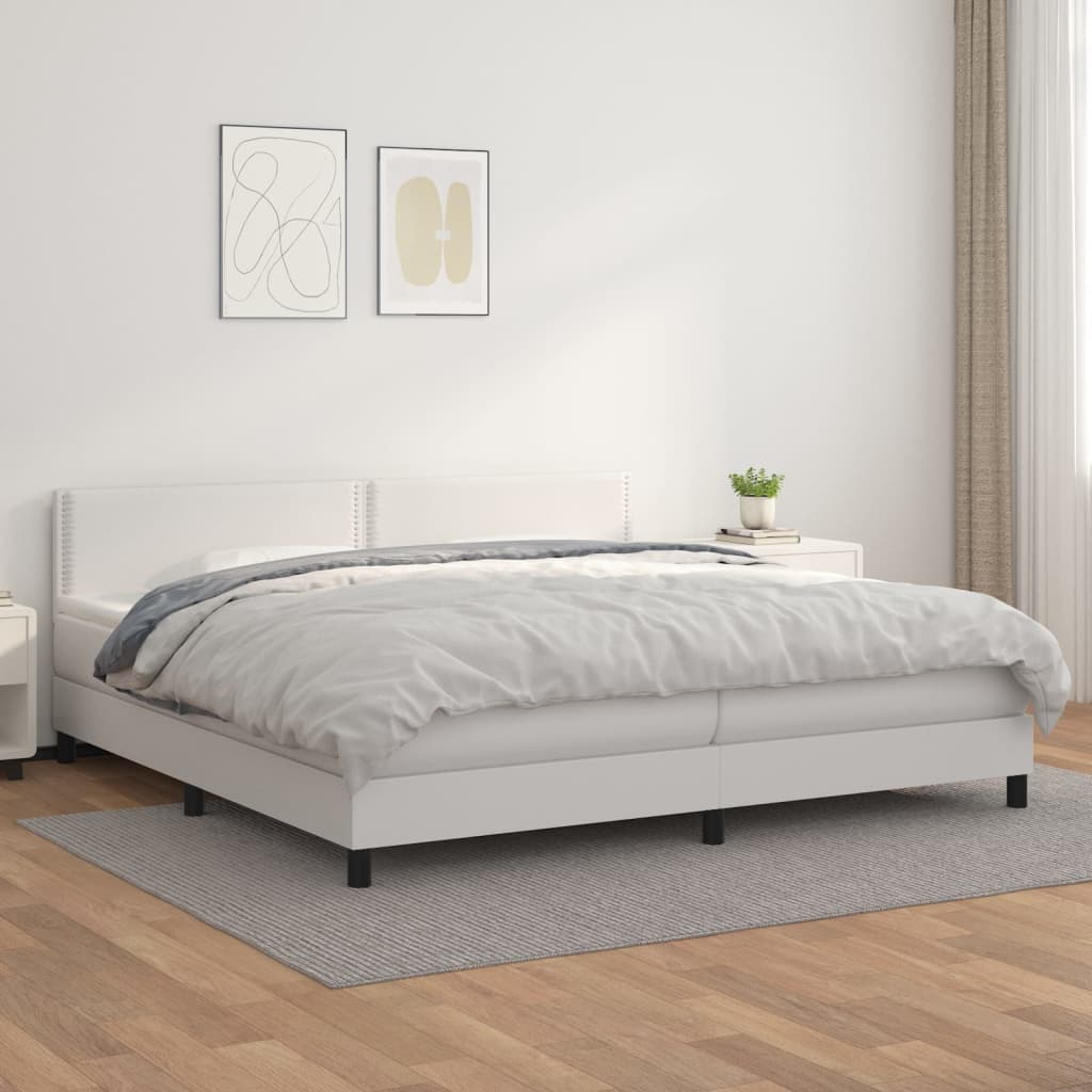 Sommier à lattes de lit avec matelas Blanc 200x200cm Similicuir - XIOS