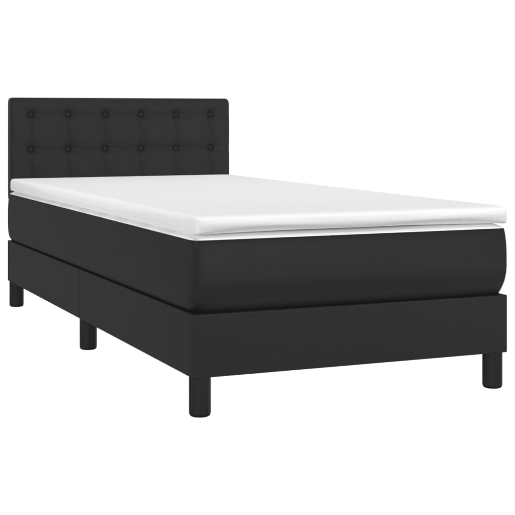Sommier à lattes de lit avec matelas Noir 90x200 cm Similicuir - XIOS