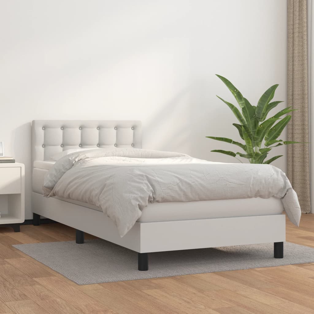 Sommier à lattes de lit avec matelas Blanc 90x200 cm Similicuir - XIOS