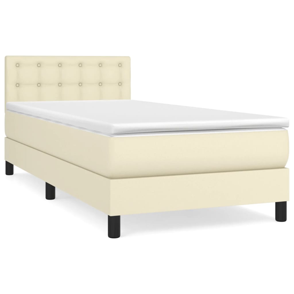 Sommier à lattes de lit avec matelas Crème 90x200 cm Similicuir - XIOS