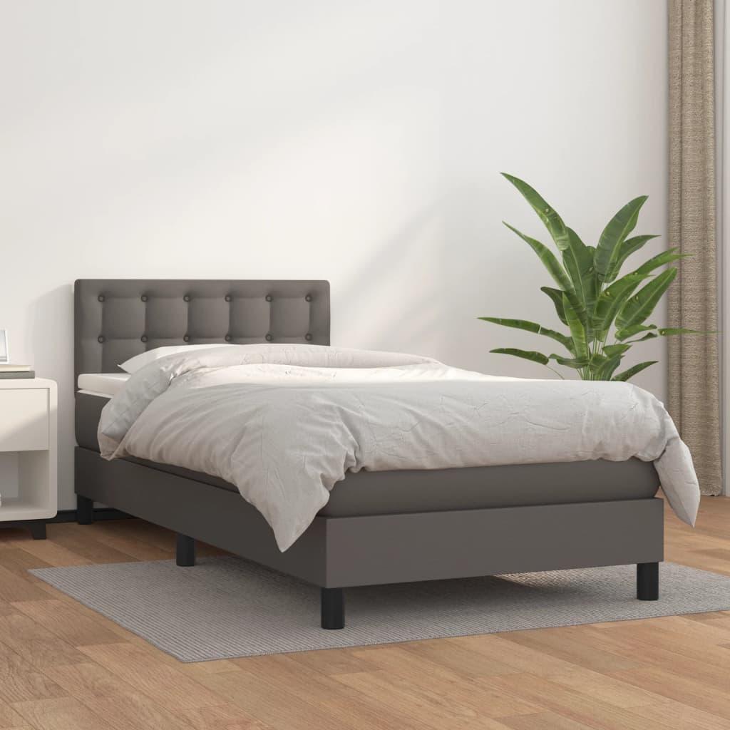 Sommier à lattes de lit avec matelas Gris 90x200 cm Similicuir - XIOS