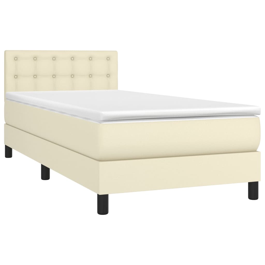 Sommier à lattes de lit avec matelas Crème 100x200cm Similicuir - XIOS