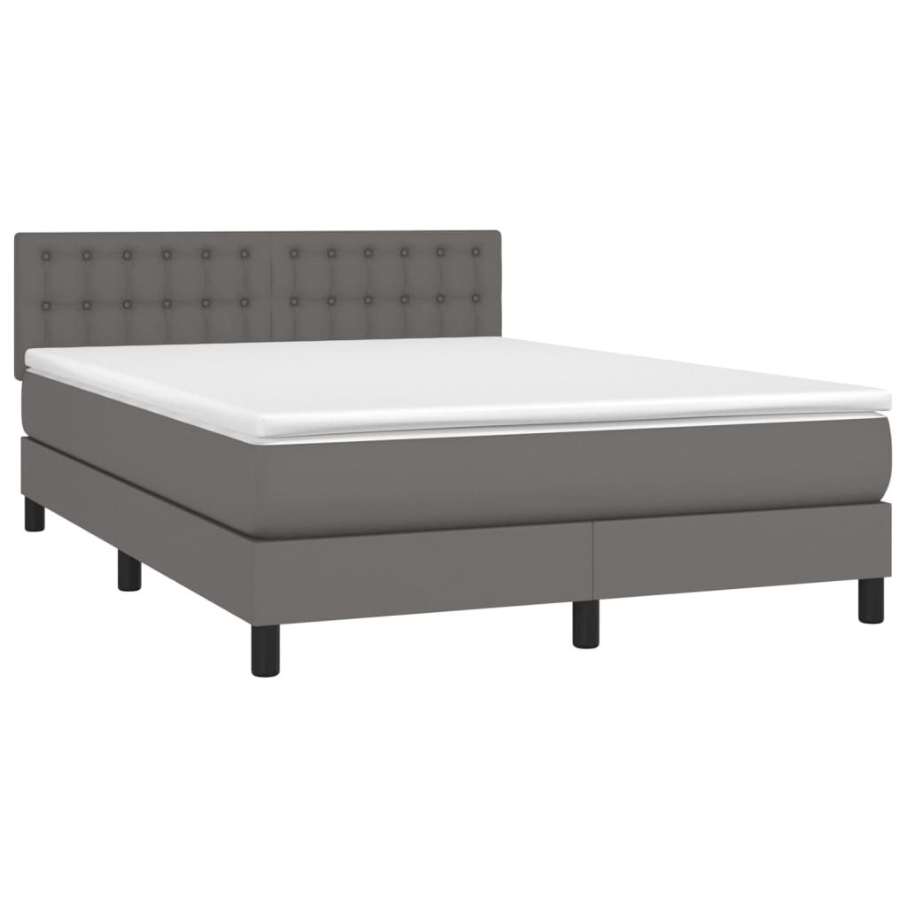 Sommier à lattes de lit avec matelas Gris 140x190 cm Similicuir - XIOS