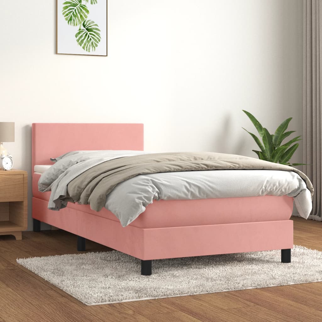Sommier à lattes de lit avec matelas Rose 90x200 cm Velours - XIOS