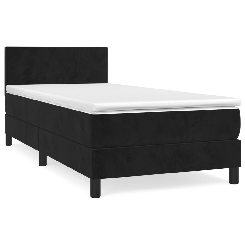 Sommier à lattes de lit avec matelas Noir 100x200 cm Velours - XIOS