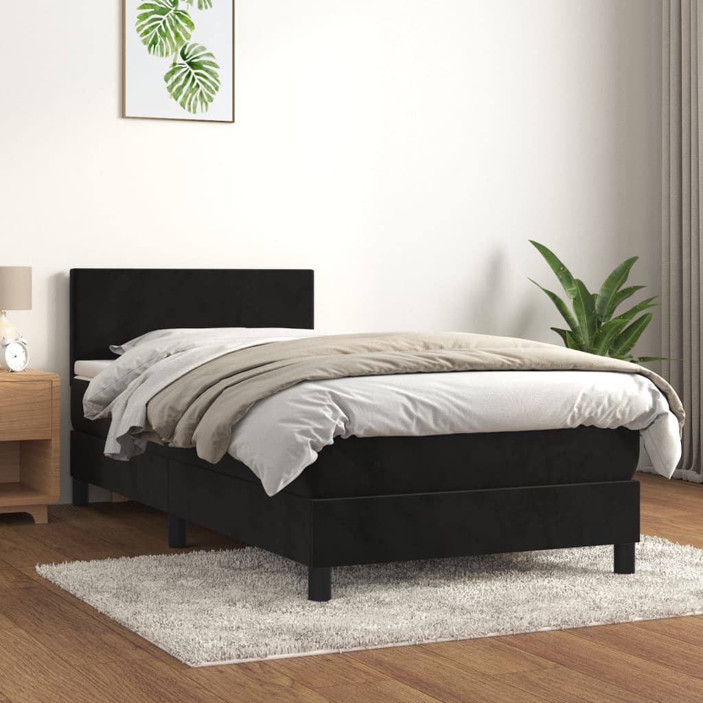 Sommier à lattes de lit avec matelas Noir 100x200 cm Velours - XIOS