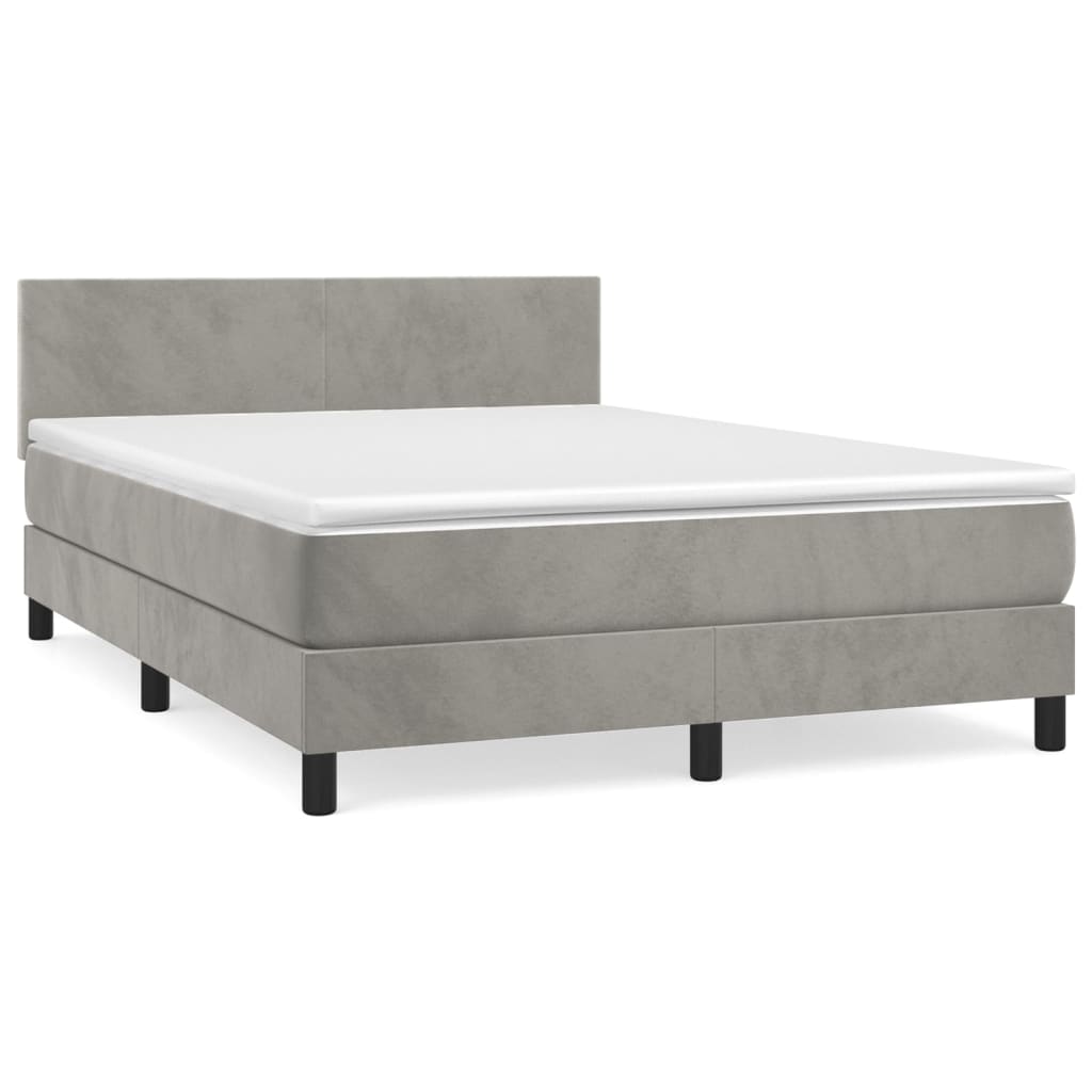 Sommier à lattes de lit et matelas Gris clair 140x190cm Velours - XIOS