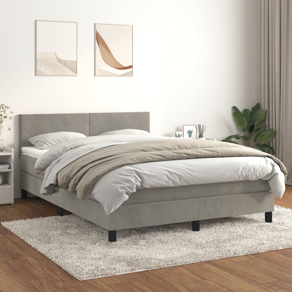 Sommier à lattes de lit et matelas Gris clair 140x190cm Velours - XIOS