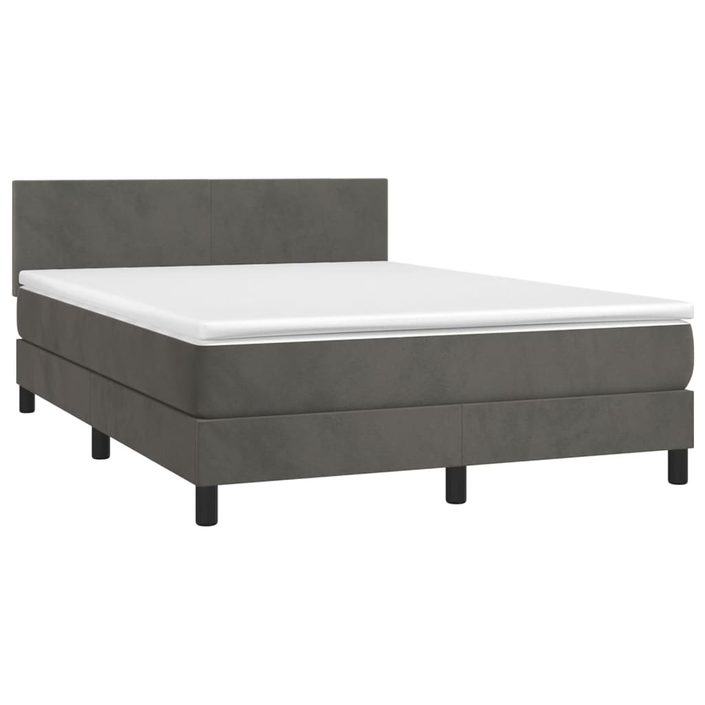 Sommier à lattes de lit et matelas Gris foncé 140x200cm Velours - XIOS