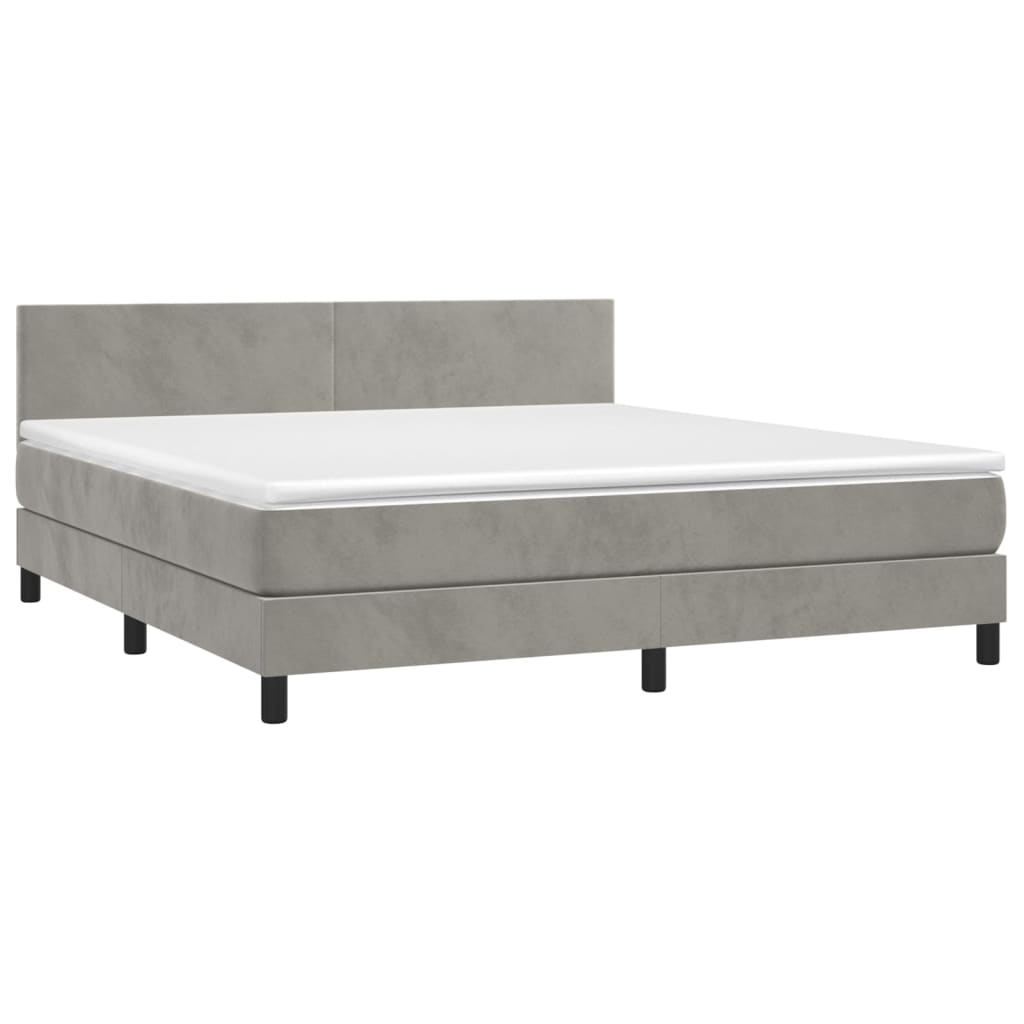 Sommier à lattes de lit et matelas Gris clair 160x200cm Velours - XIOS