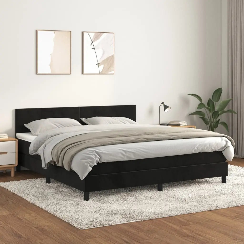 Sommier à lattes de lit avec matelas Noir 180x200 cm Velours - XIOS