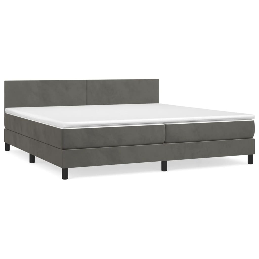 Sommier à lattes de lit et matelas Gris foncé 200x200cm Velours - XIOS