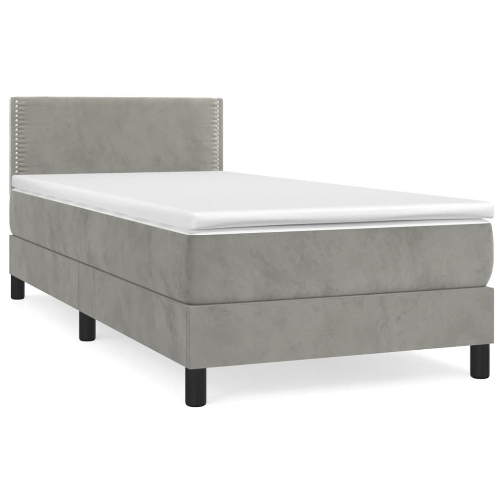 Sommier à lattes de lit et matelas Gris clair 90x200 cm Velours - XIOS