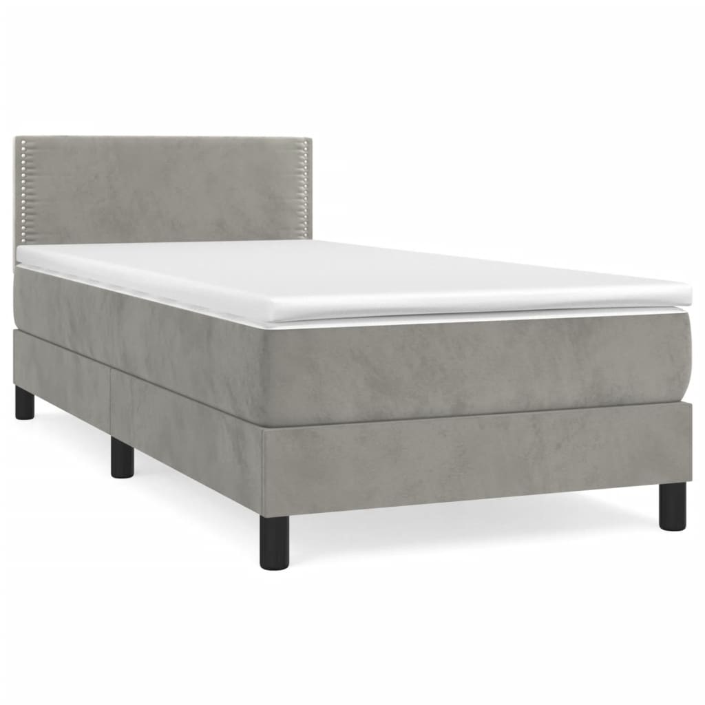 Sommier à lattes de lit et matelas Gris clair 100x200cm Velours - XIOS