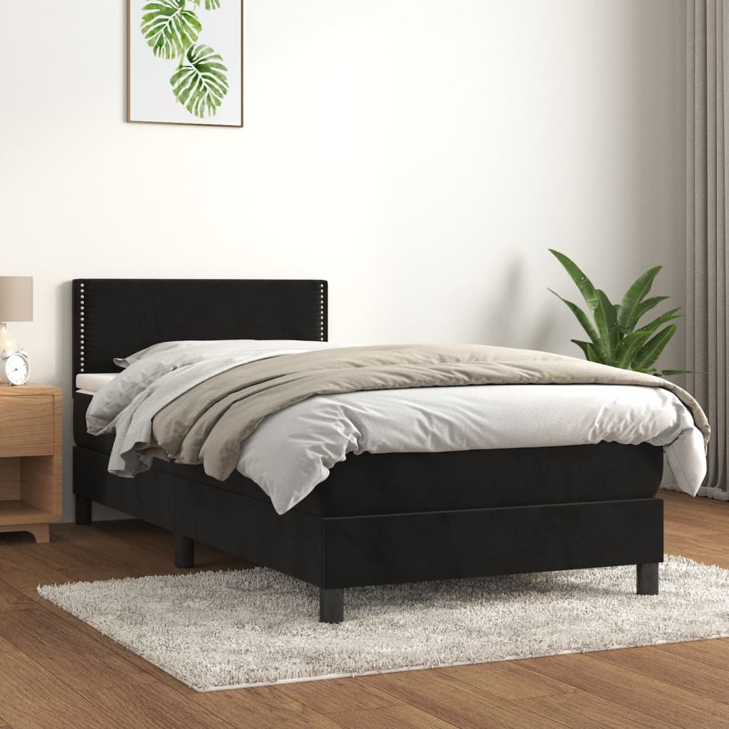 Sommier à lattes de lit avec matelas Noir 100x200 cm Velours - XIOS