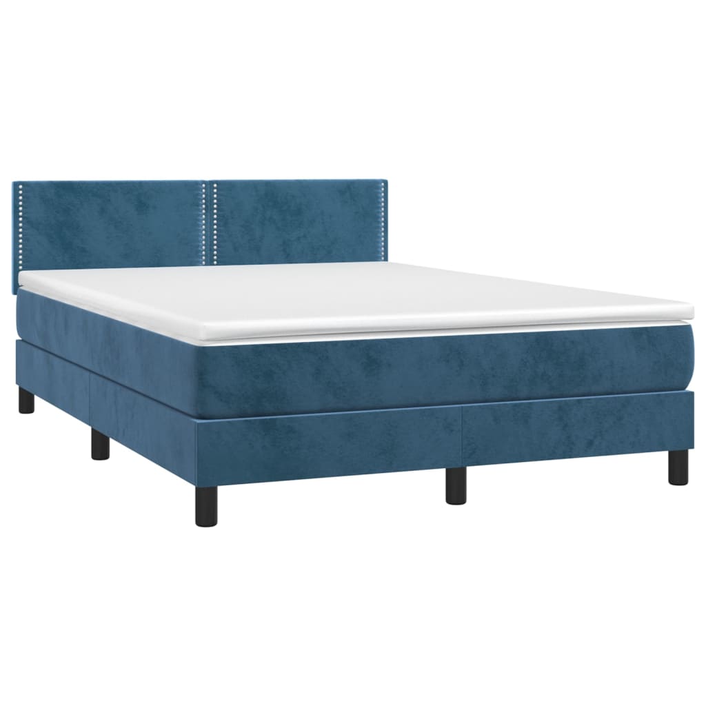 Sommier à lattes de lit et matelas Bleu foncé 140x190cm Velours - XIOS