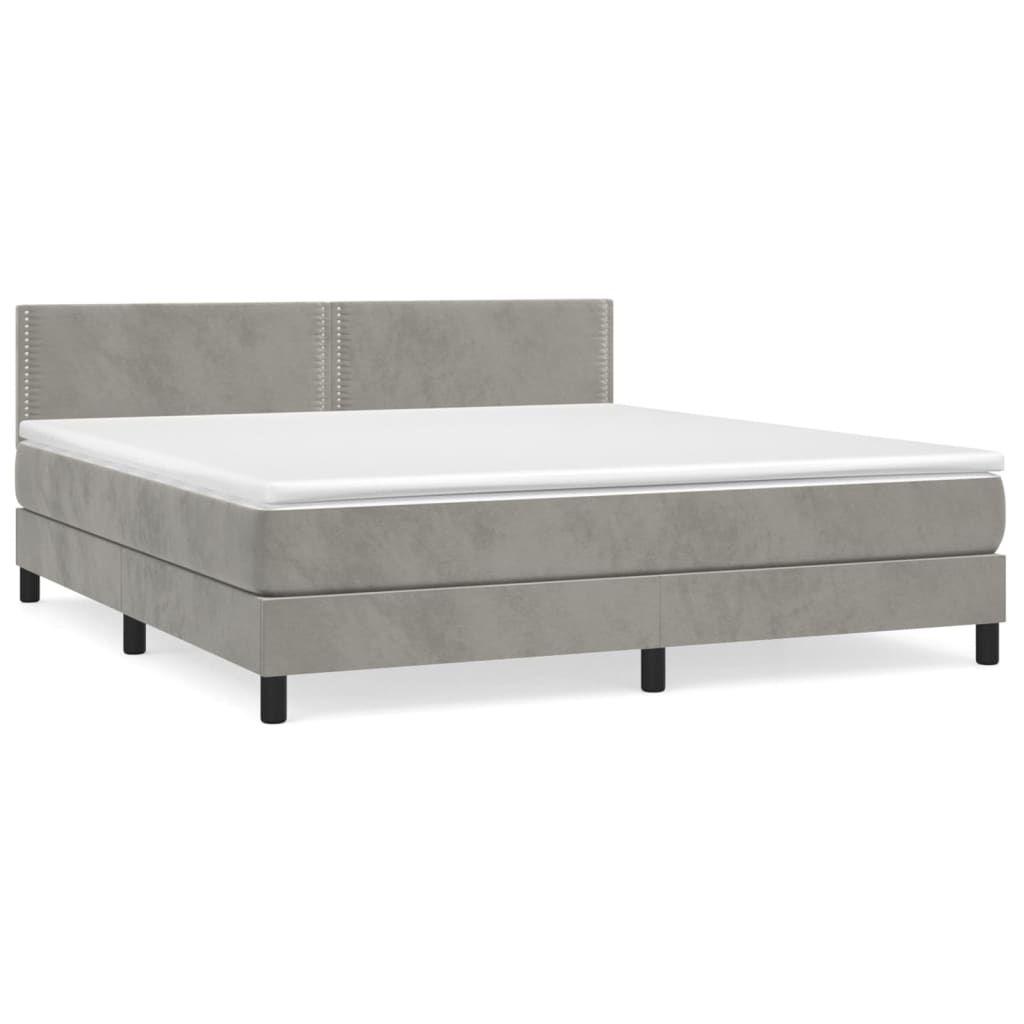 Sommier à lattes de lit et matelas Gris clair 160x200cm Velours - XIOS