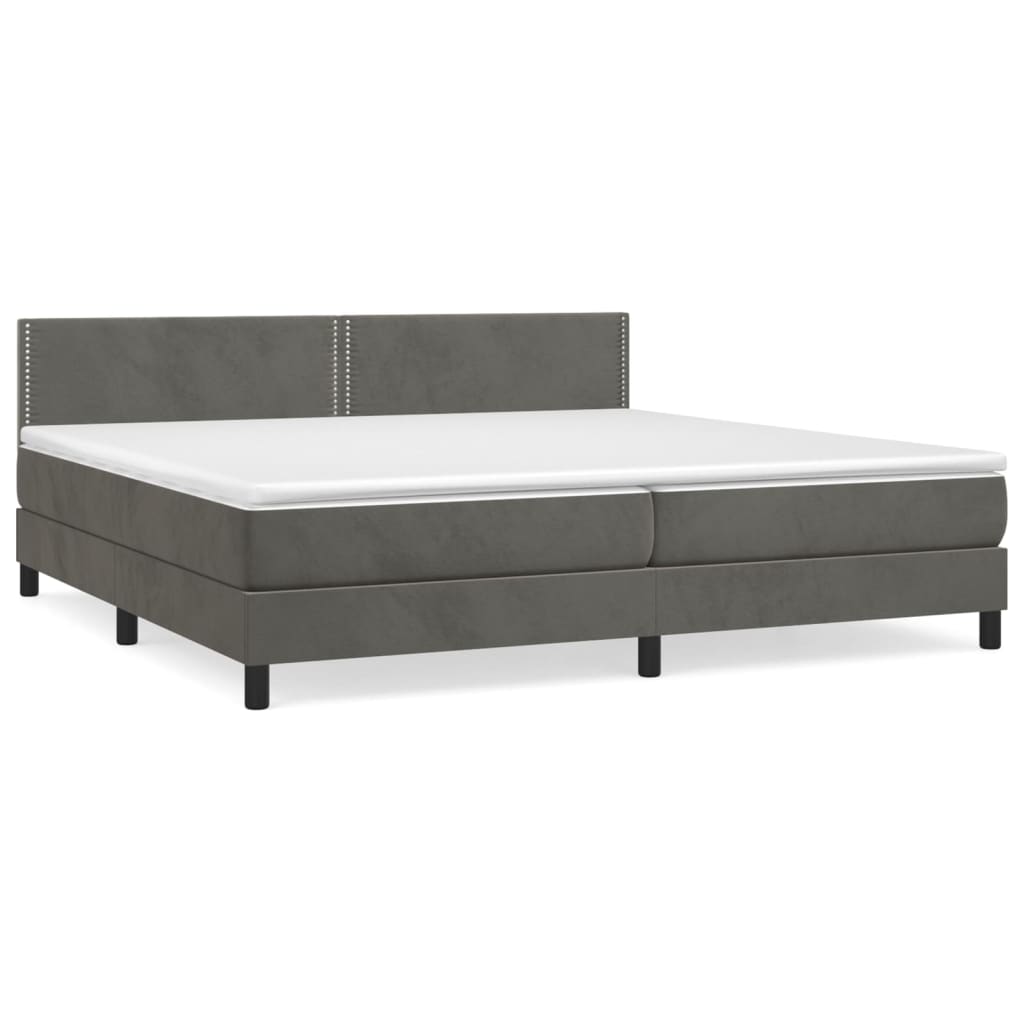 Sommier à lattes de lit et matelas Gris foncé 200x200cm Velours - XIOS