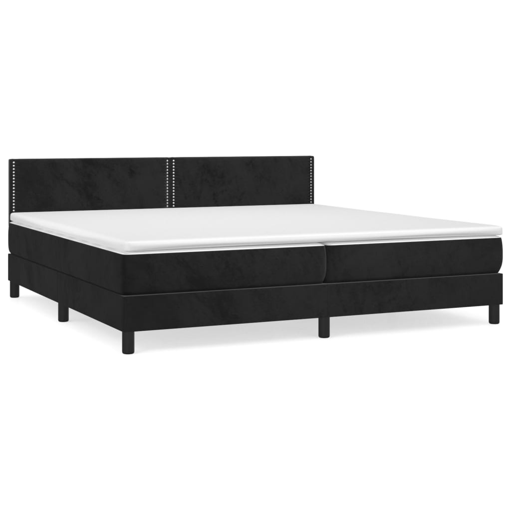 Sommier à lattes de lit et matelas Noir 200x200 cm Velours - XIOS