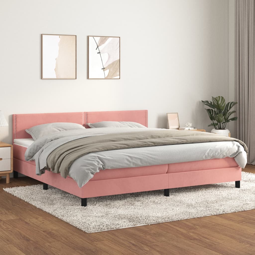 Sommier à lattes de lit avec matelas Rose 200x200 cm Velours - XIOS