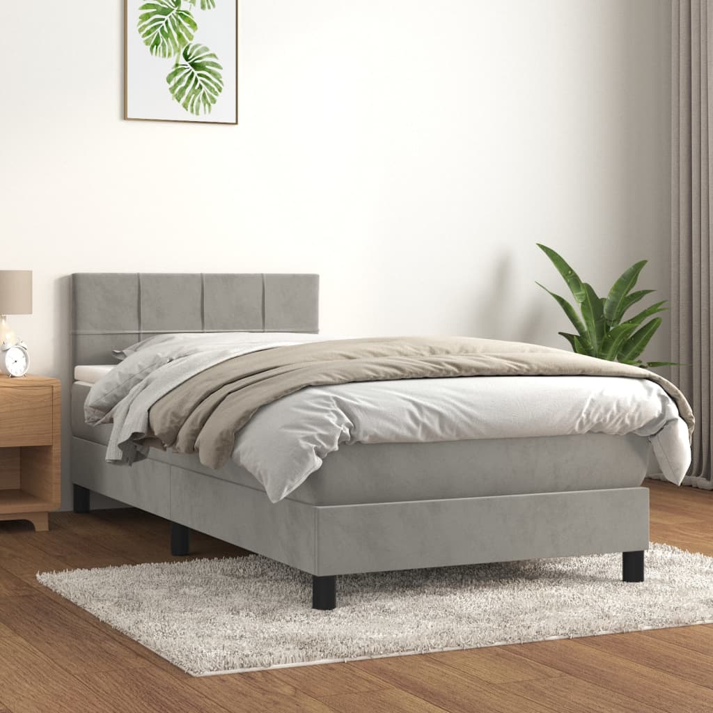 Sommier à lattes de lit et matelas Gris clair 90x190 cm Velours - XIOS
