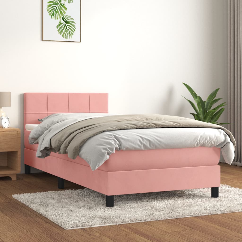 Sommier à lattes de lit avec matelas Rose 90x190 cm Velours - XIOS