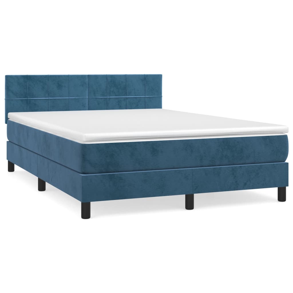 Sommier à lattes de lit et matelas Bleu foncé 140x190cm Velours - XIOS