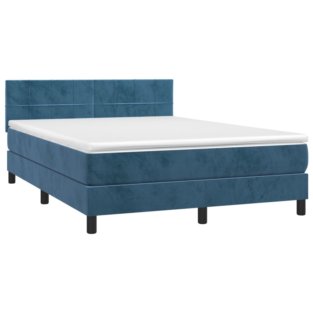 Sommier à lattes de lit et matelas Bleu foncé 140x190cm Velours - XIOS