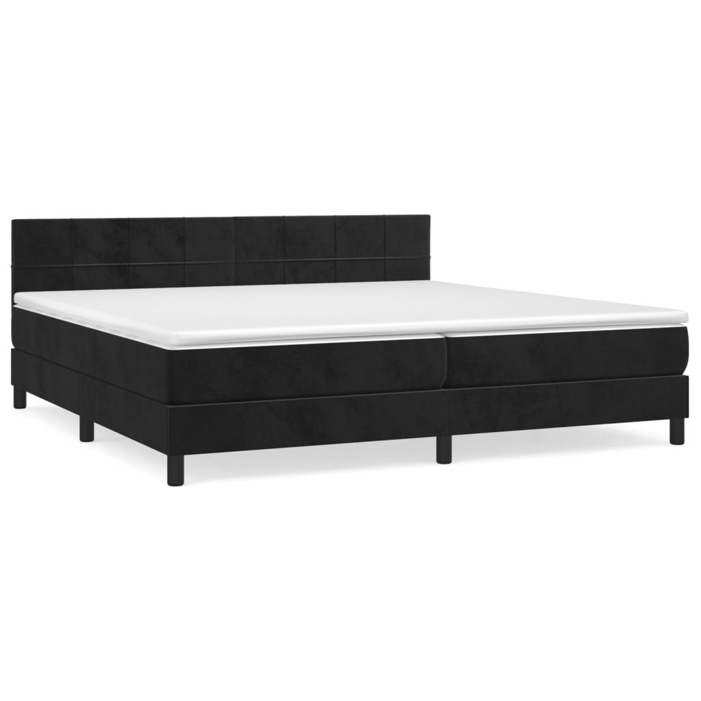 Sommier à lattes de lit et matelas Noir 200x200 cm Velours - XIOS
