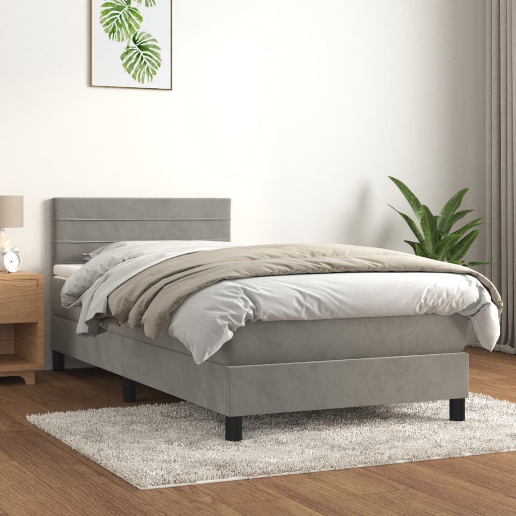 Sommier à lattes de lit et matelas Gris clair 90x190 cm Velours - XIOS