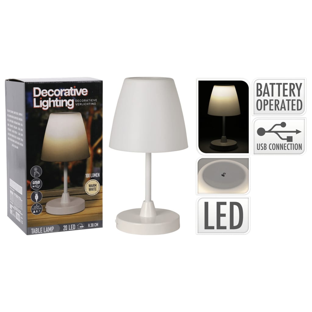 Lampe de table rechargeable LED blanc 13x30 cm Lampes et lanternes de camping H&S Collection