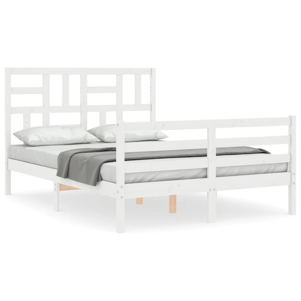 Cadre de lit sans matelas blanc 140x200 cm bois massif - XIOS