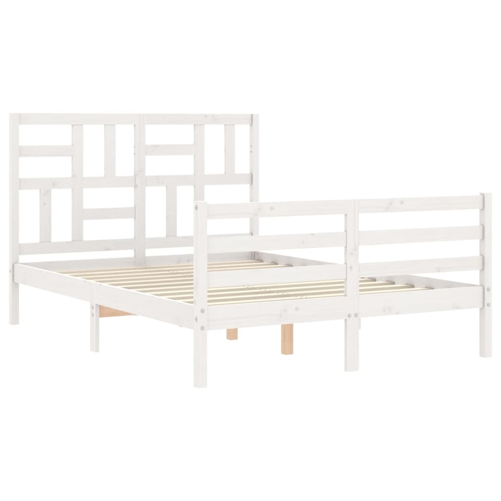 Cadre de lit sans matelas blanc 140x200 cm bois massif - XIOS