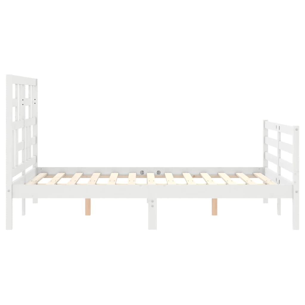 Cadre de lit sans matelas blanc 140x200 cm bois massif - XIOS