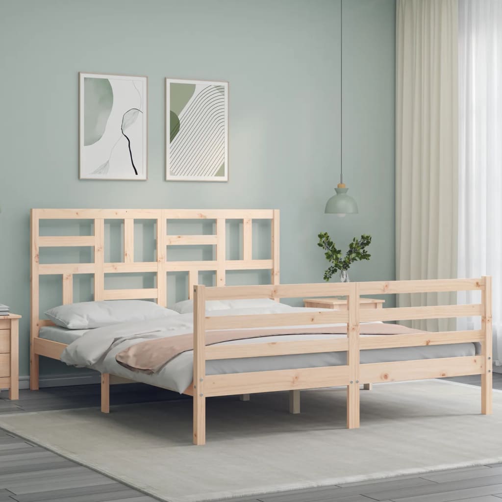 Cadre de lit sans matelas 160x200 cm bois massif - XIOS
